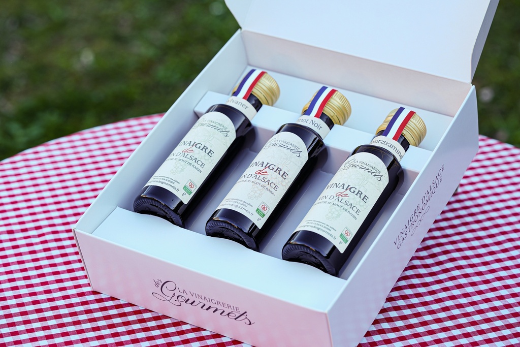 Coffret de 3 vinaigres de vin d'Alsace 10cl